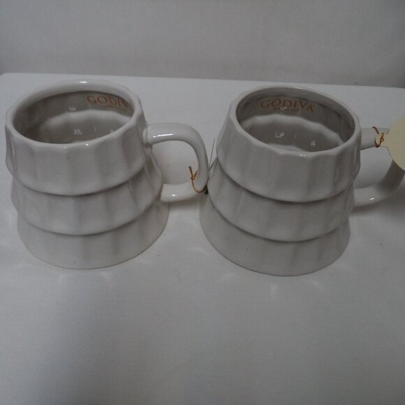 Godiva Christmas Tree mug cup Set 2 Stoneware by Modern Gourmet 20 oz NEW NWT - Picture 12 of 15